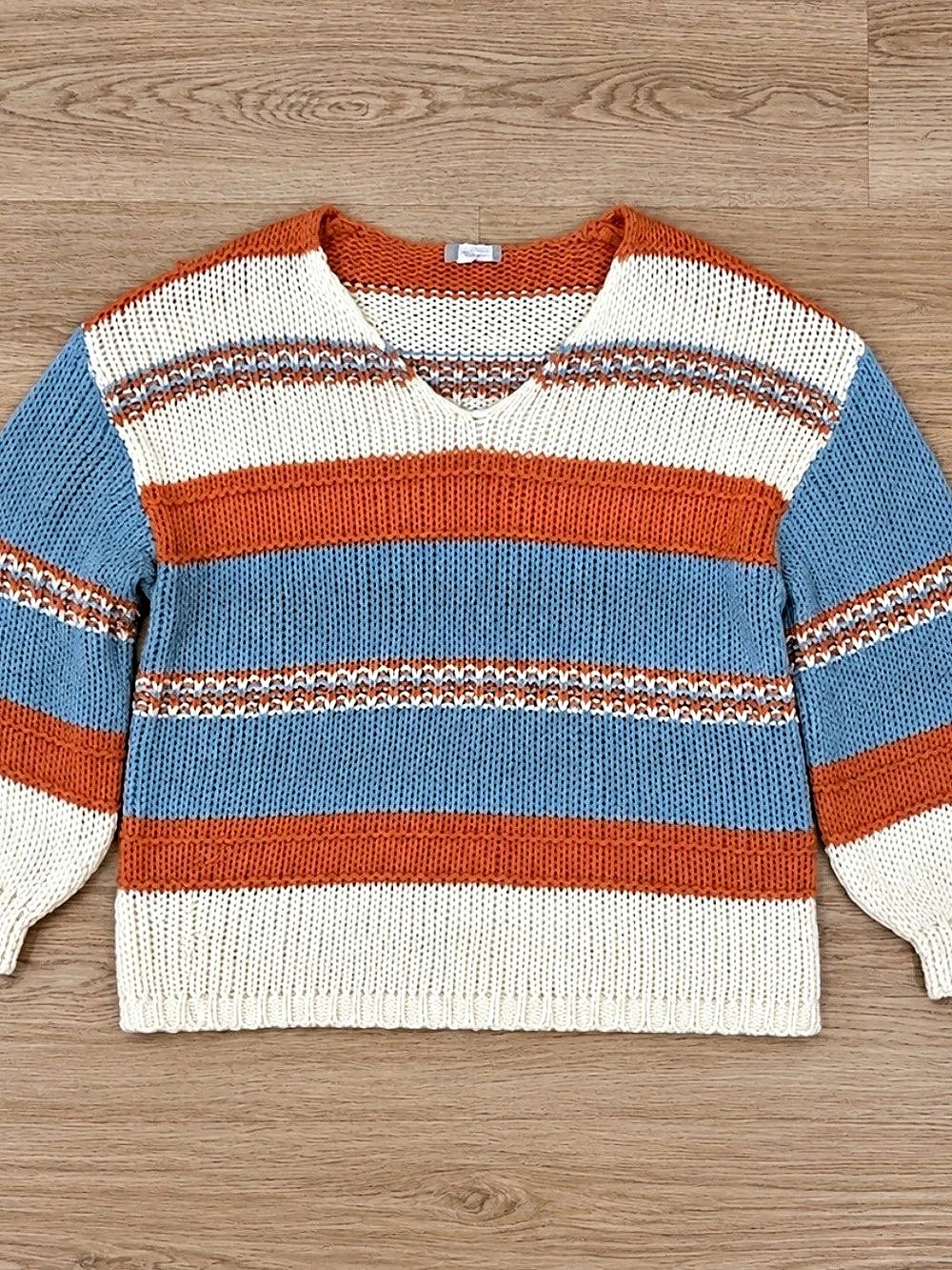 Altar’d State Striped Sweater in Blue & Orange Small